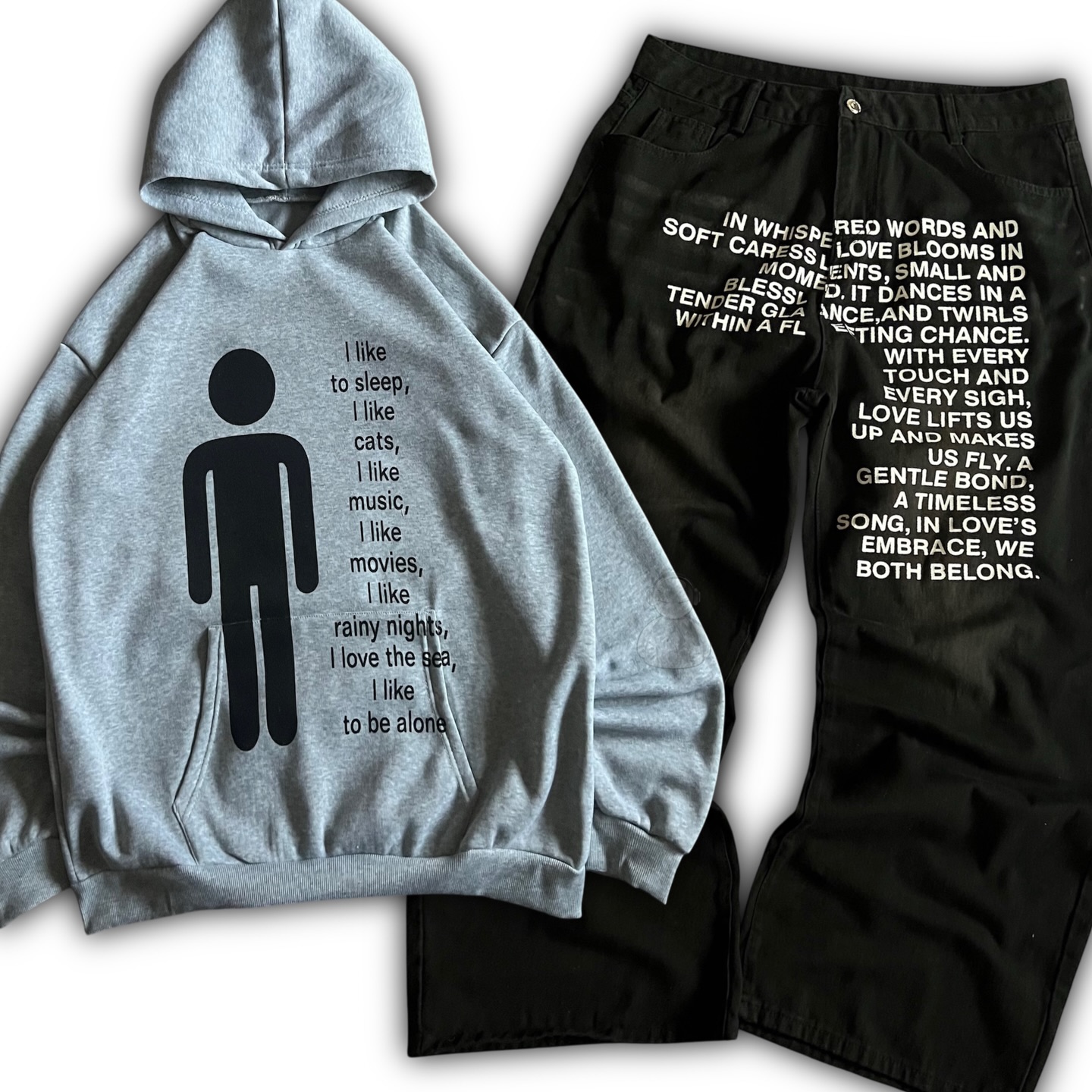 Men'S Fashion Hoodies - Jeans con Motivi Letterari Stile Americano