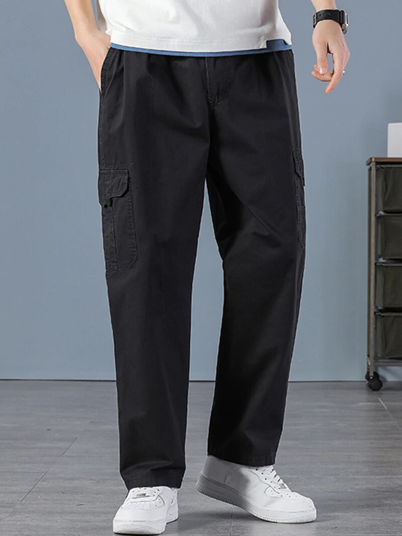Men'S Fashion Overalls - Pantaloni da jogging neri dritti in