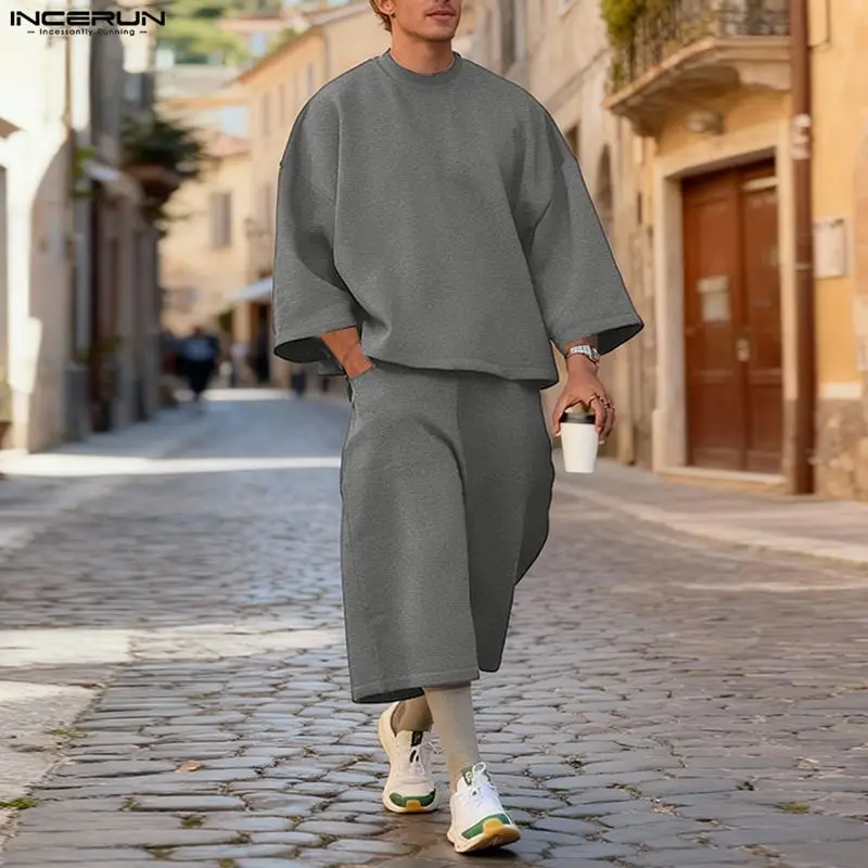Men'S Fashion Hoodies - Completi da uomo INCERUN, tinta unita,