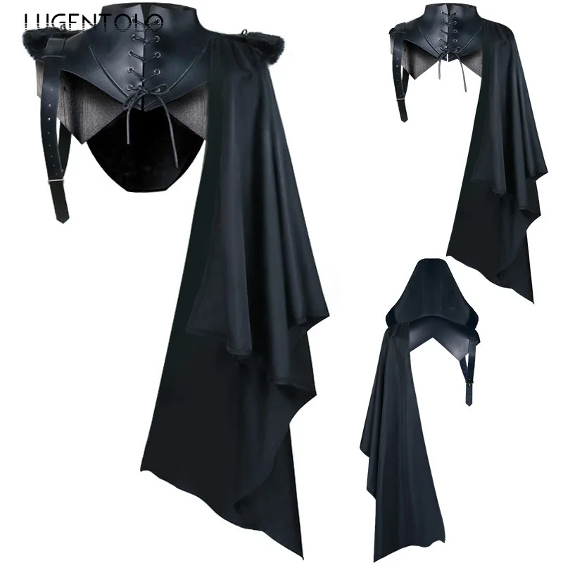 Mens Fashion Poncho - Poncho con cappuccio medievale da uomo
