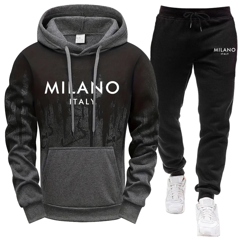 Men'S Fashion Hoodies - Completo da Uomo/Felpa con Cappuccio/Pantaloni, Moda