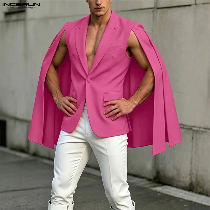Mens Fashion Poncho - INCERUN Blazer Irregolare da Uomo, Mantella