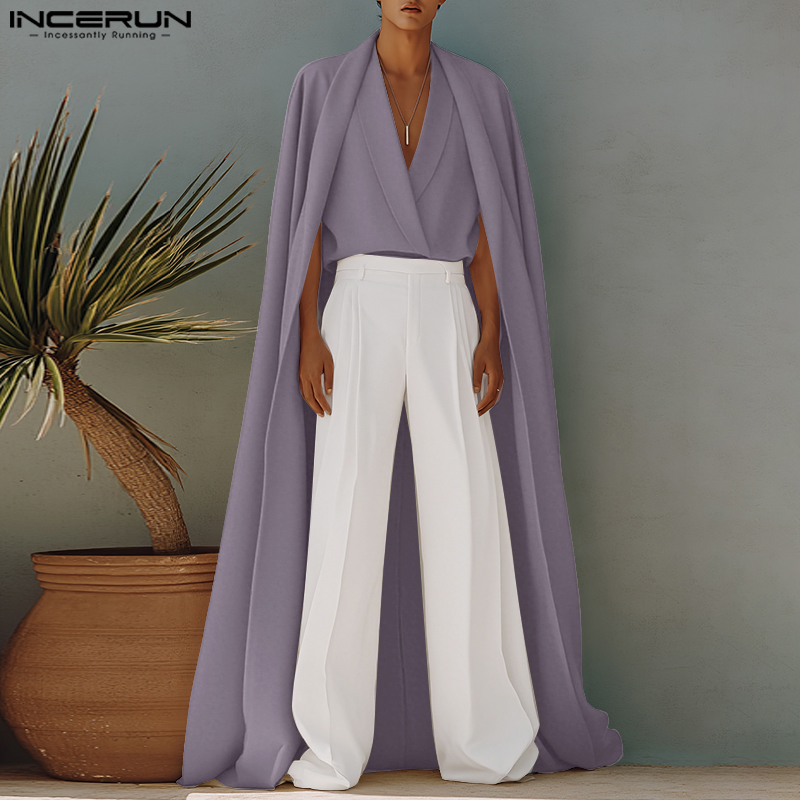 Mens Fashion Poncho - INCERUN Camicia stile lungo da uomo
