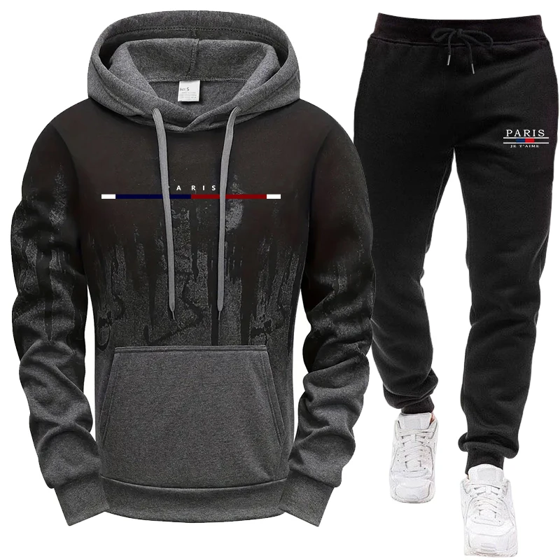 Men'S Fashion Hoodies - Completo da Uomo/Felpa con Cappuccio/Pantaloni Autunno
