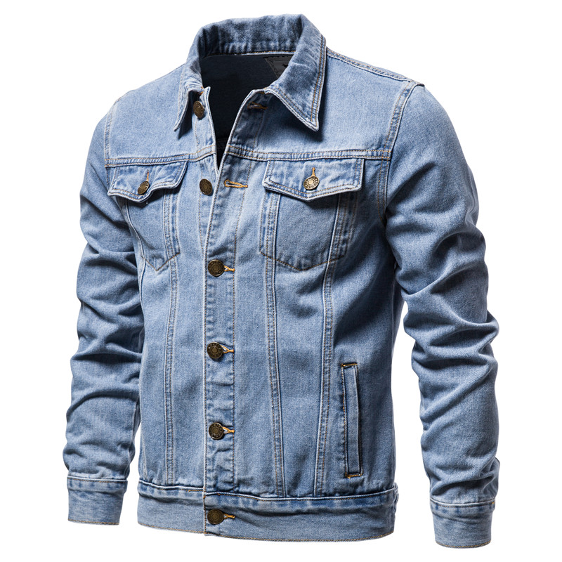 Men'S Fashion Overalls - 2025 Autunno Uomo Solid Denim Giubbotti