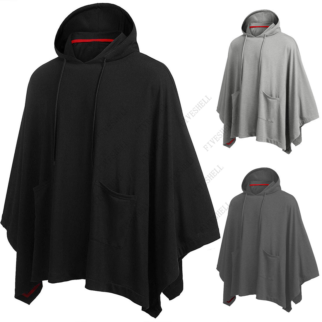 Mens Fashion Poncho - Unisex Casual con cappuccio Poncho mantello