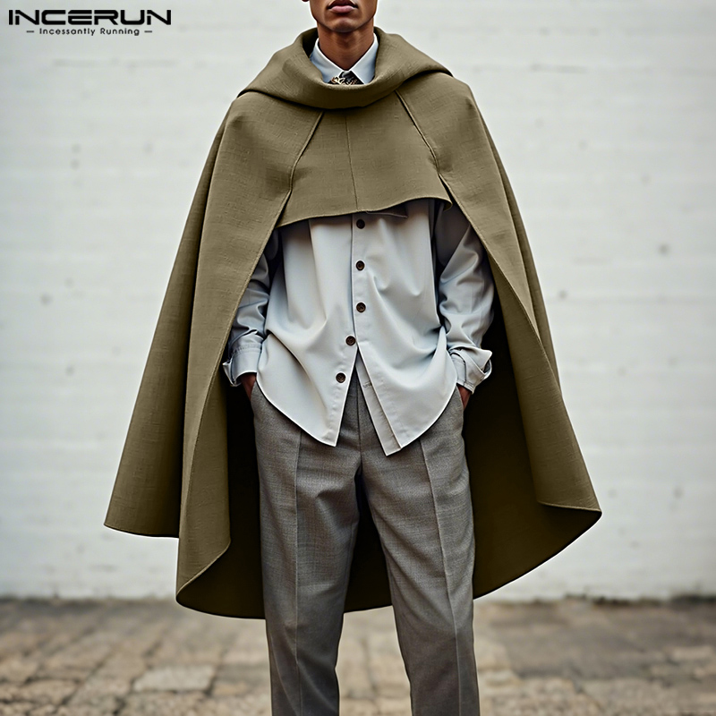 Mens Fashion Poncho - INCERUN Uomini Mantello Mantello di Colore