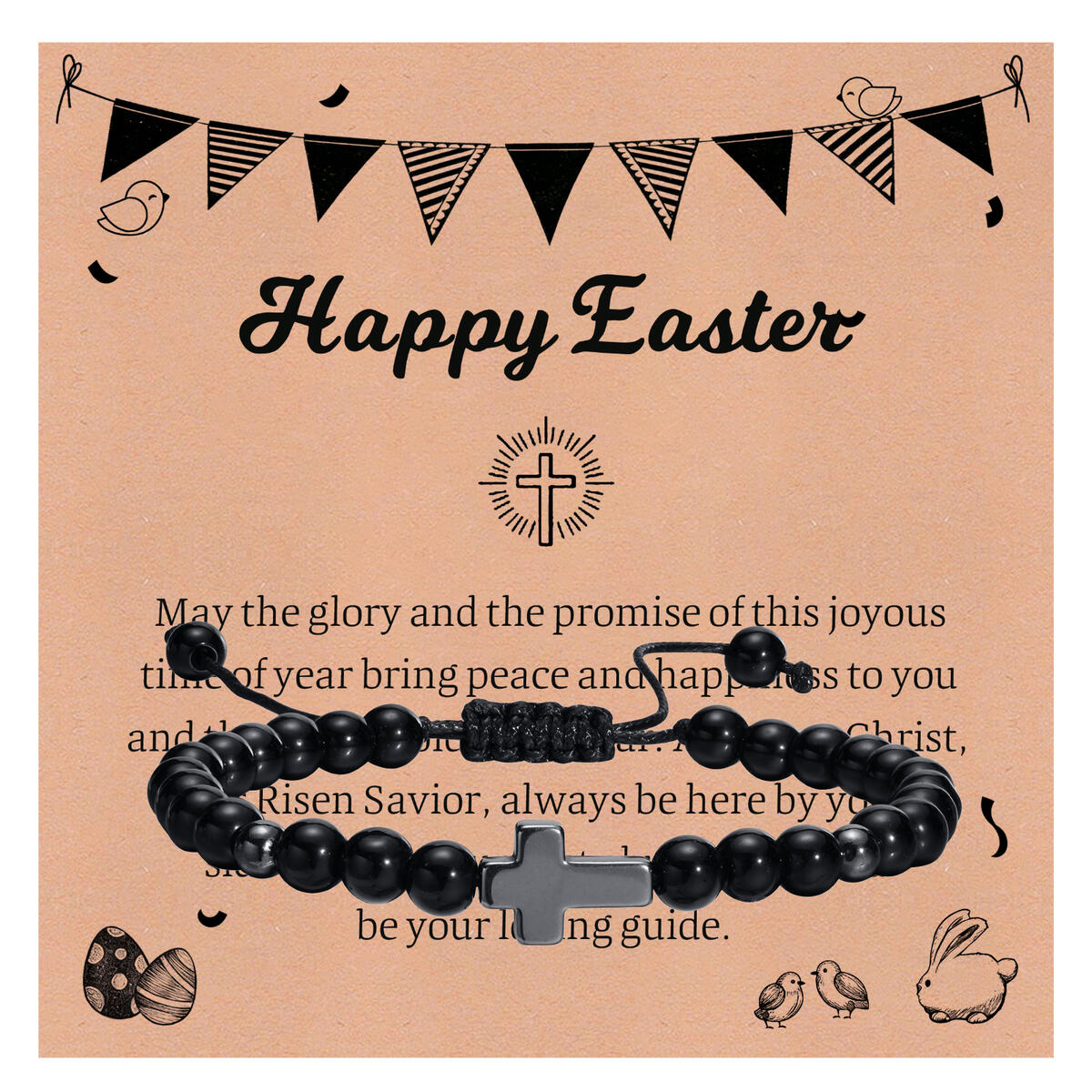 Men'S Fashion Easter - Bracciale con croce in ematite pasquale