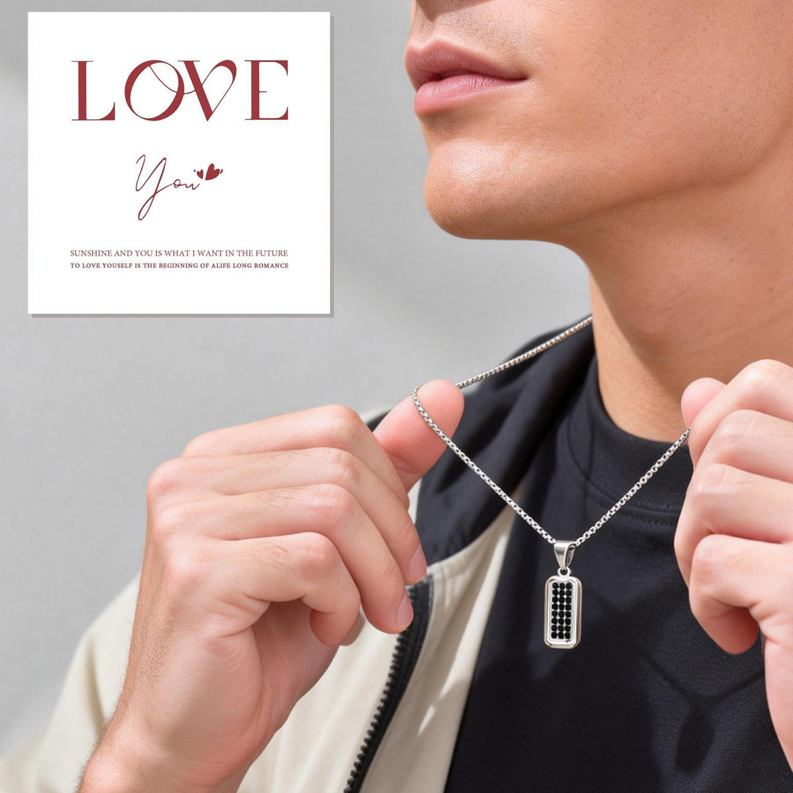 Collana con Targhetta Personal - Men'S Fashion All Black Outfit recensione e prezzo